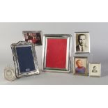 Six various silver mounted photograph frames, the largest with 17.5cm x 12.