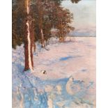 Vasili Levi, Russian 1878-1954- Winter landscape on a clear day; oil on canvas,