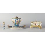 A French Sevres style porcelain inl stand, 19th century, with gilt metal mounts, with matching tray,