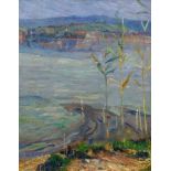 Wilhelm August Volz, German 1877-1926- River landscape; oil on board, signed,