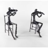 Bernard Kim, British b.1941- Performing seated violinists; bronze, two, both signed, ea.