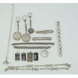 Quantity of silver and Egyptian silver chains and ingots, approx 16oz.