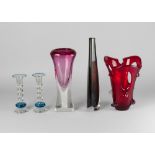 Adam Jablonski, Polish 1922-1973, an art glass vase, pink and white cased glass,