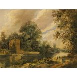 Attributed to Thomas Churchyard, British 1798-1865- View on the Wensum; watercolour, 11.