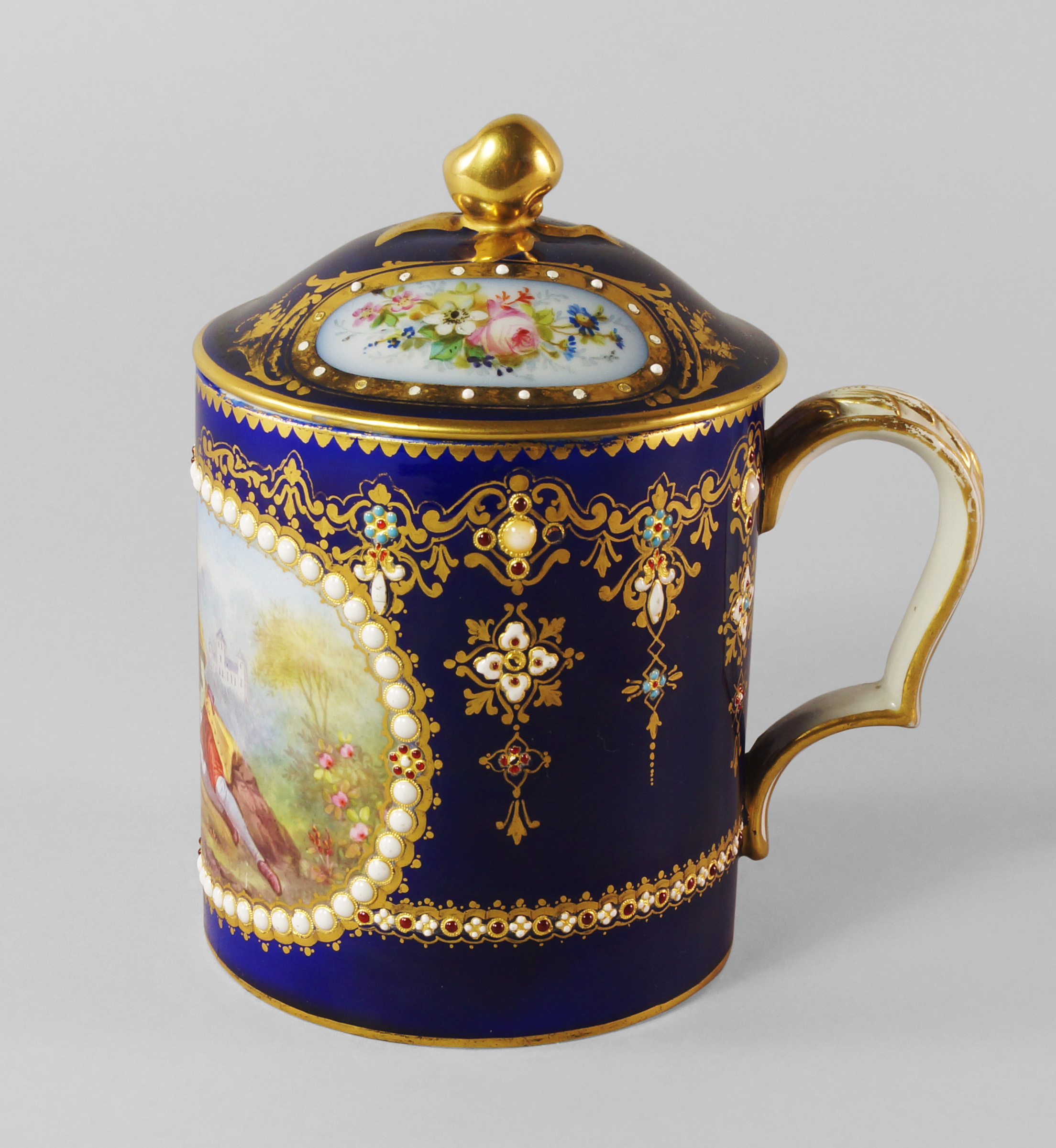 A Sevres porcelain large mug and cover, Pot a Boire, 18th century,