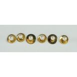 Six 9ct gold and pearl gentlemen's shirt studs, approx 6.
