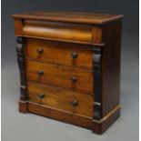 A Victorian walnut chest of drawers,