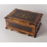 A Swiss or Italian walnut shaped box, late 19th/ 20th century,