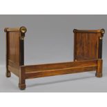 A French walnut lit-en-bateau, 19th century,