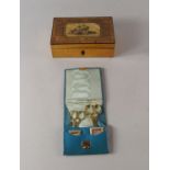 A Regency rectangular rosewood and blond wood sewing box,