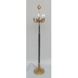 A Swedish gilt and patinated brass five light standard lamp by Eiron Backstom, 162cm high,