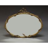 A French gilt gesso wall mirror, 19th century, decorated with floral swags, 93cm wide.