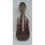 A brown leather cello case, impressed to imitate crocodile skin, by Jaeger,