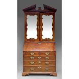 A George II mahogany bureau bookcase,