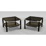 A pair of chrome and black anoidised Vetfor square coffee tables, c.