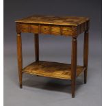 A reproduction hardwood dressing table, mid/late 20th century, with rectangular chequer hinged top,