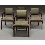 A set of four Regency style mahogany and upholstered armchairs, late 20th century,