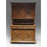 A Flemish oak carved side board, in the Renaissance taste, 19th century,