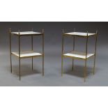 A pair of brass and faux onyx side tables, 20th century,