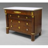 A French Empire style mahogany and gilt metal mounted rectangular commode, early 19th century,