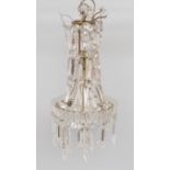 A glass and lustre hung chandelier, 20th century,