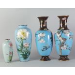 A pair of Japanese enamel vases, late 19th/early 20th century,