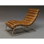 Ludwig Mies Van der Rohe style, a modern chrome steel lounge chair,