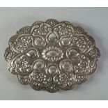A Turkish silver oval mirror, 20th century,