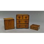 A Victorian oak collectors cabinet, with cupboard doors enclosing three drawers,