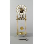 A French brass skeleton clock, 19th century,