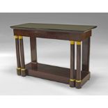 An Empire mahogany and gilt metal mounted rectangular console table, with frieze drawer,