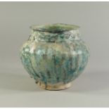 A Kashan style vase, 19th/20th century, with irridencent blue glazed body, 14.