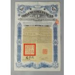 A Chinese Government Bond for £20 for the Gold loan of 1912 for £10,000,000, issue no.