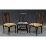 A George III mahogany dining chair with pierced central splat above drop in seat on square supports,