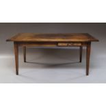 An oak refectory table, 20th century, with rectangular top, with two frieze drawers, on square legs,