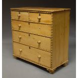 A pine chest of drawers, 20th century, the edges moulded with bamboo form moulding,