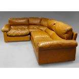 A Poltrona Frau modular leather corner sofa suite, c. 1980's, in four sections, approx.