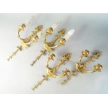 A set of four Adam style two light wall appliques, 20th century,