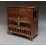 A French provincial fruitwood food cabinet, 19th century, of rectangular form,