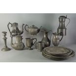 Eight pewter plates, 18th/19th century, various sizes from 33cm diameter,