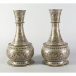 A pair of Northern Indian copper and silvered vases, late 19th/early 20th century,