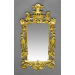 A Chinese Chippendale style overmantel mirror, late 20th century,