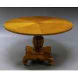 A mahogany circular breakfast table, late 20th century,