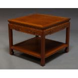 A Chinese hardwood square coffee table, late 20th century,