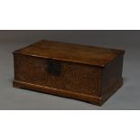 An oak rectangular bible box, 17th century,