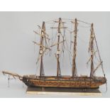 A presentation model of a Spanish frigate, 20th century, with four masts,