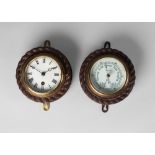 WITHDRAWN A wall mounted aneroid barometer by Benzie of Cowes, with white enamel dial,
