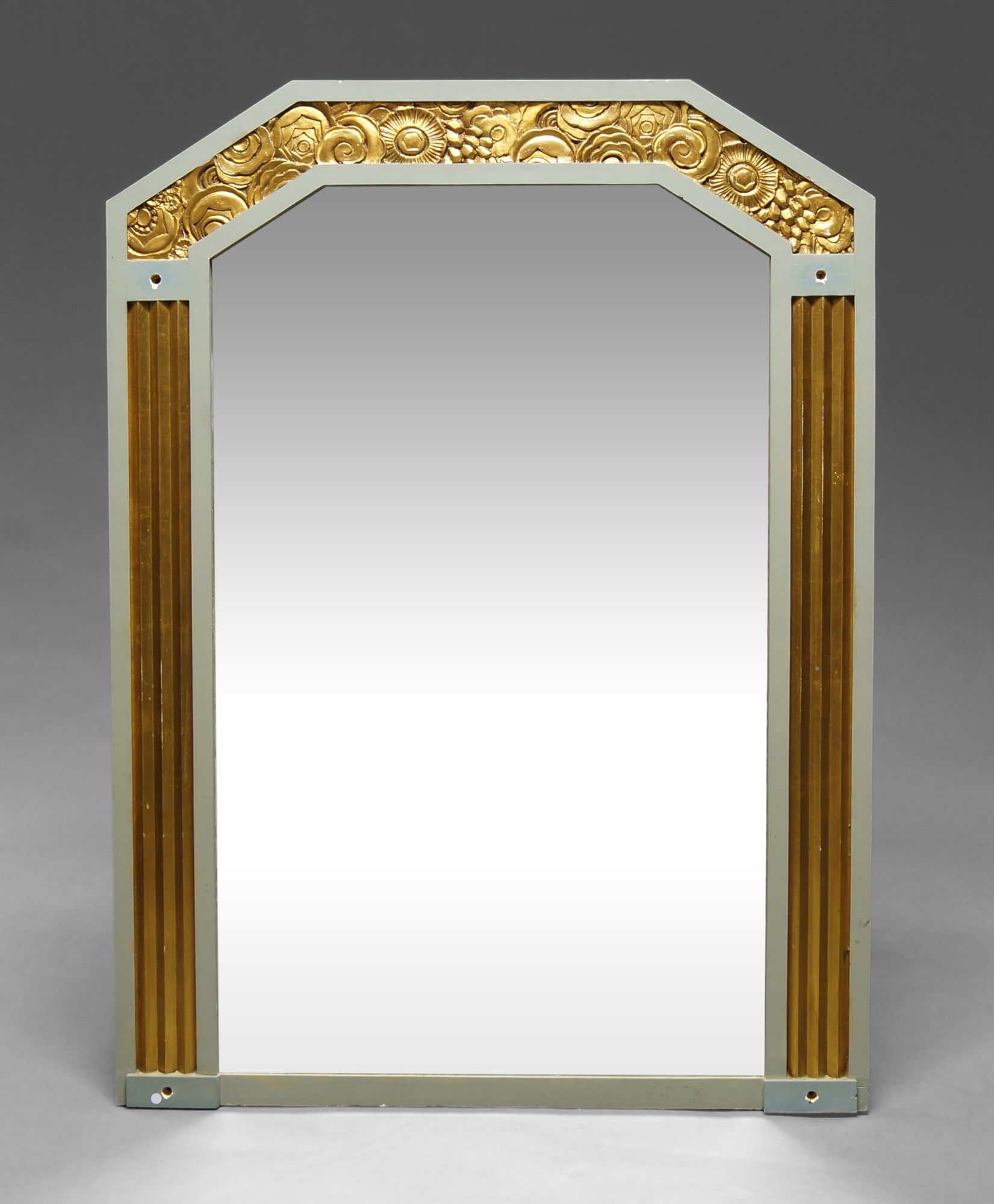 An Art Deco style overmantle mirror, of recent manufacture,