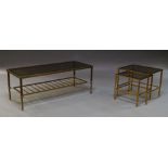 A nest of three brass coffee tables, 20th century,