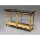 A French pine and slate console table, 19th century and later,